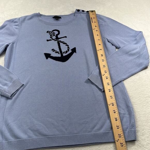 Talbots Anchor Coastal Sail Boat Women's Small Blue Knit LS Sweater - Picture 5 of 10
